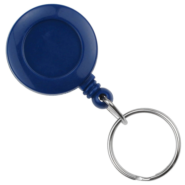 Royal Blue Round Badge Reel With Key Ring And Slide Clip - 25 - All Things Identification