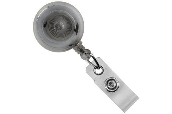 Clear Translucent Round Badge Reel With Strap And Slide Clip - 25 - All Things Identification