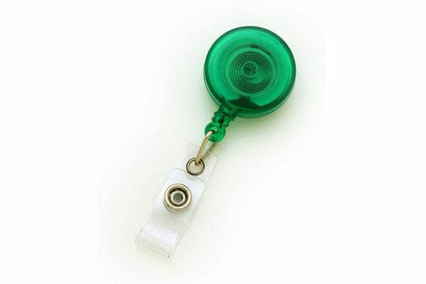 Translucent Green Round Badge Reel With Strap And Slide Clip - 25 - All Things Identification
