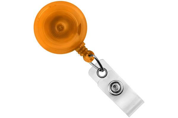 Translucent Orange Round Badge Reel With Strap And Slide Clip - 25 - All Things Identification