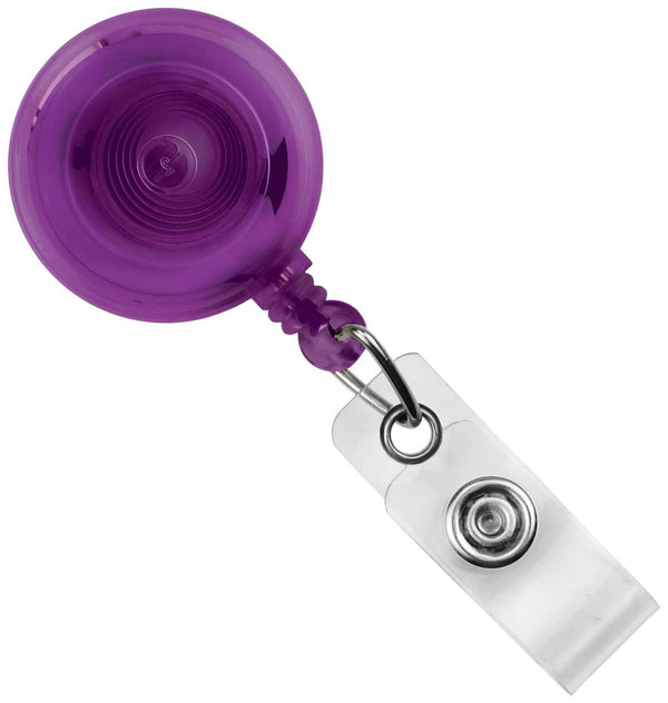 Translucent Purple Round Badge Reel With Strap And Slide Clip - 25 - All Things Identification