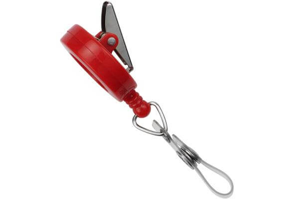 Red Round Badge Reel With Strap And Swivel Clip - 25 - All Things Identification