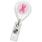 White Premium Badge Reel with Pink Awareness Ribbon - 25 - All Things Identification