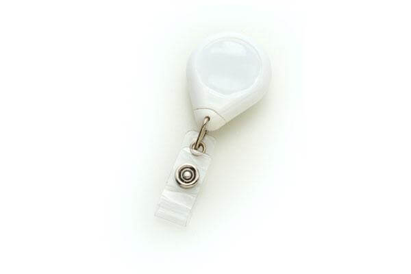 White Premium Badge Reel With Strap And Slide Clip - 25 - All Things Identification