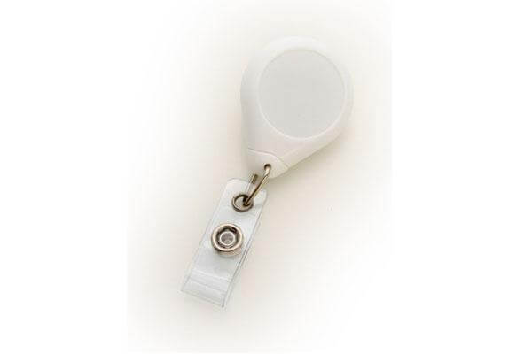 White Premium Badge Reel With Strap And Swivel Clip - 25 - All Things Identification