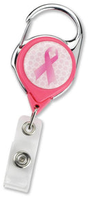 Pink Awareness Carabiner Badge Reel - 25 - All Things Identification