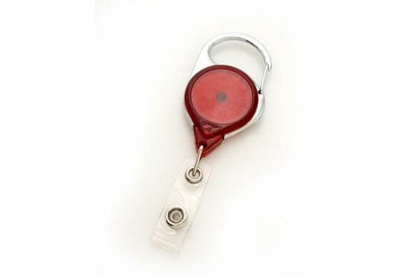 Translucent Red Carabiner Reel With Strap - 25 - All Things Identification