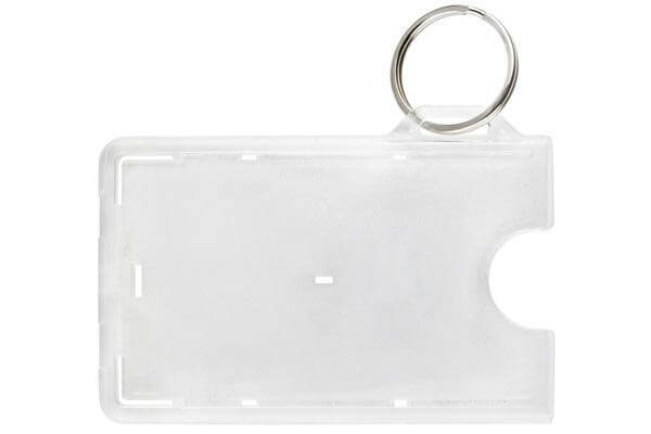 Frosted Rigid Hard Plastic Horizontal 1-Card Holder with Slot and Key Ring 3.38 x 2.13" 706-RN - All Things Identification