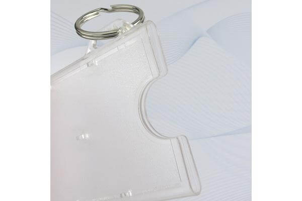 Frosted Rigid Hard Plastic Horizontal 1-Card Holder with Slot and Key Ring 3.38 x 2.13" 706-RN - All Things Identification