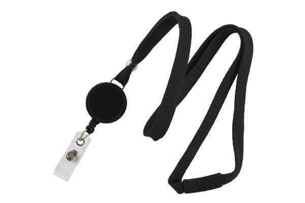 Black 3/8" Breakaway Lanyard with Badge Reel - 100 - All Things Identification