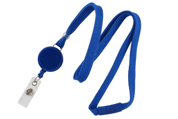 Royal Blue 3/8" Breakaway Lanyard with Badge Reel - 100 - All Things Identification