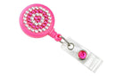 Neon Pink Rhinestone Badge Reel - 25 - All Things Identification