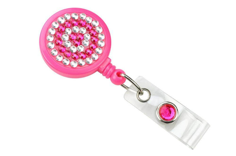 Neon Pink Rhinestone Badge Reel - 25 - All Things Identification