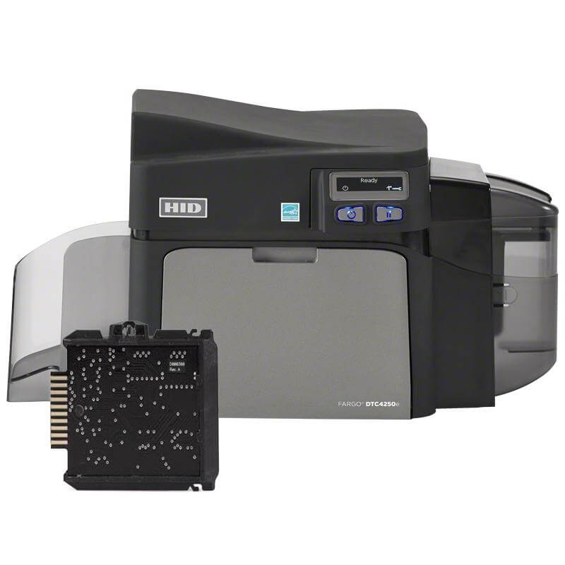 Fargo 52210 DTC4250e Single-Sided Printer with Input-Output Hopper & Magnetic Stripe Encoder - All Things Identification