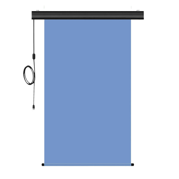 Motorized Photo Backdrop with IR Wireless Remote 48" x 84" - Light Blue with Black Casing - All Things Identification