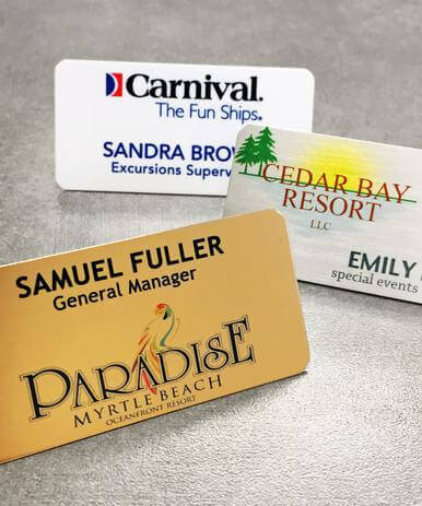 5 - Name Tags - Full Color Aluminum with customization (1-1-2"x3") - All Things Identification