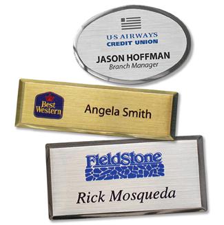 5 - Name Tags - Executive Metal with customization (1.50"x3") - All Things Identification