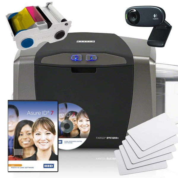 Fargo 50600 DTC1250e Single-Sided Printer System with supplies  softw –  All Things Identification